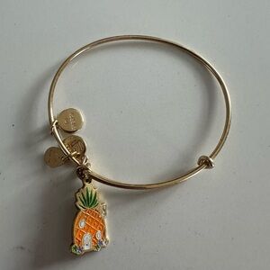 Alex and Ani Gold-Tone Bangle with Orange & Green Pineapple SpongeBob Charm